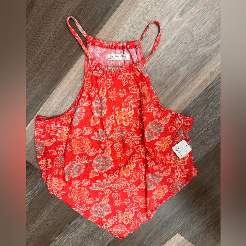 Free People Red Floral Tank Top